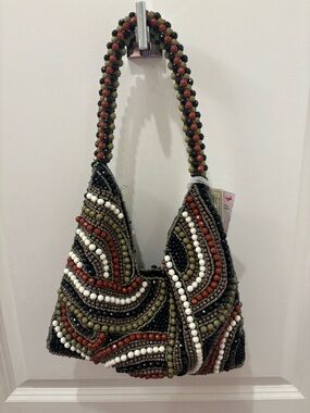NWT Made in India Beaded Multicolor retro Hobo Bag